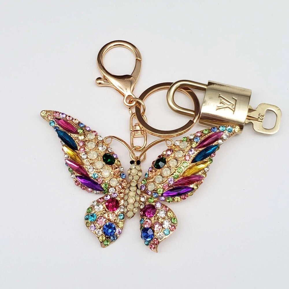 Louis Vuitton Gold Lock 🔒 Authentic LV Key + Unbranded Butterfly Bag Charm